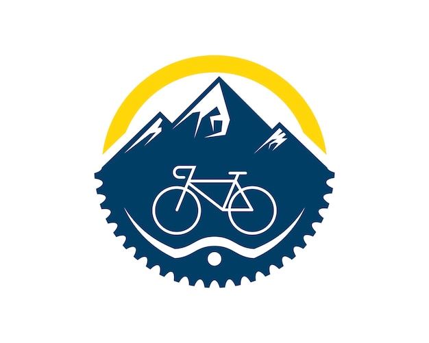 Vecteur forme de cercle avec vélo de vitesse et montagne