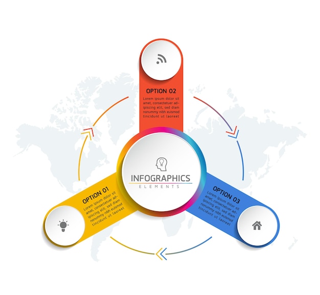 Forme Circulaire D'affaires Sur La Conception De Modèle D'éléments Infographiques à Trois Lobes