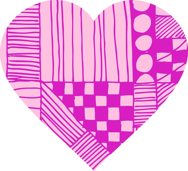 Forme de coeur avec motif d'ornement gribouillant illustration de couleur rose et violet pour la Saint-Valentin