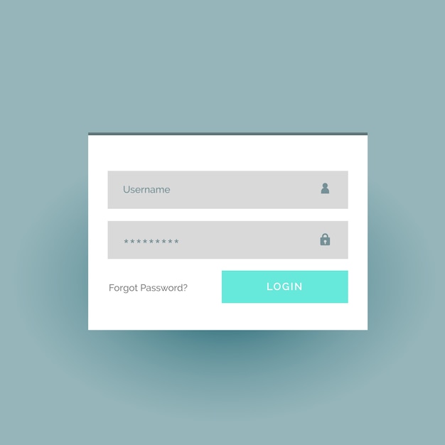 Forme de connexion de couleur plate, modèle ui en blanc