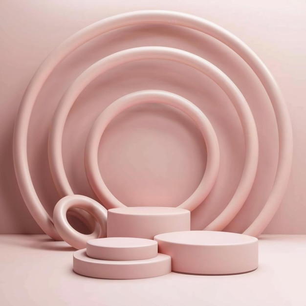 Vecteur forme cylindrique rose 3d qui sert de piédestal ou de podium et est entourée de son environnement