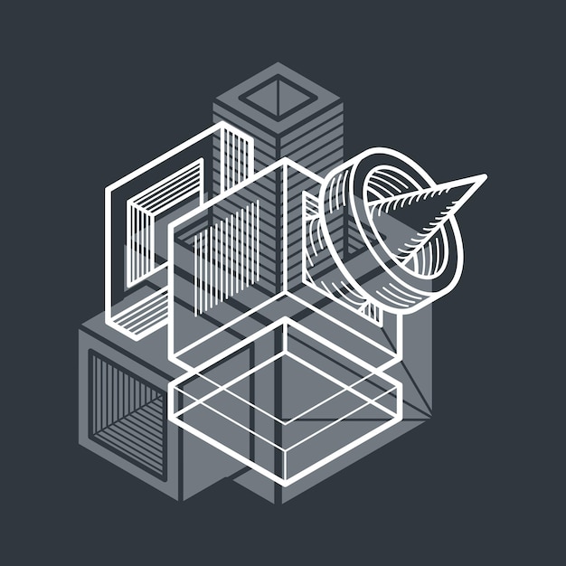 Forme dimensionnelle vectorielle abstraite isométrique, figure polygonale