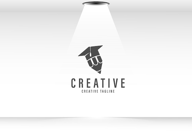 Forme D'élément De Conception De Logo D'éducation De Crayon Avec Le Chapeau Isolé Sur Fond Blanc
