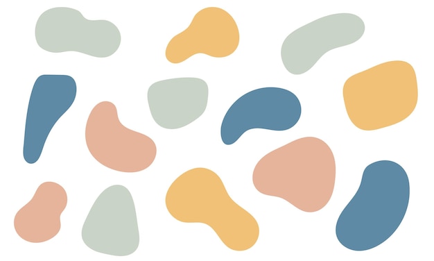 Forme organique abstraite Forme de tache moderne Formes de base liquides Forme de goutte d'amibe organique Illustration vectorielle colorée abstraite Taches de base Éléments isolés géométriques sur fond blanc