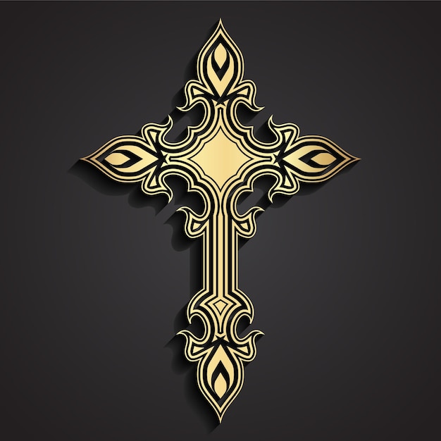 forme d'ornement élégante croix dorée illustration 3D
