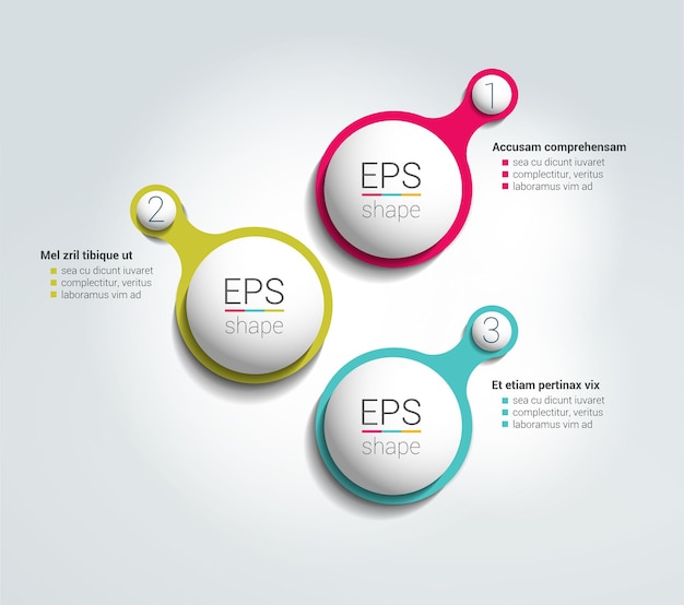 Forme Ronde 3 Modèle étape Par étape Diagramme De Schéma De Couleurs Simplement