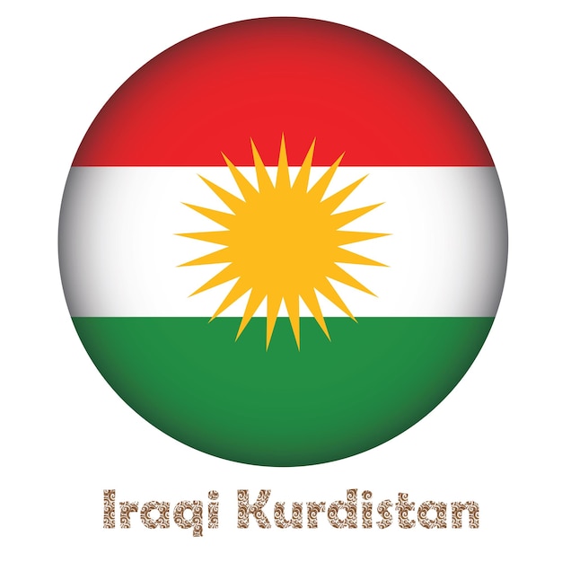 Vecteur forme ronde du drapeau du kurdistan irakien