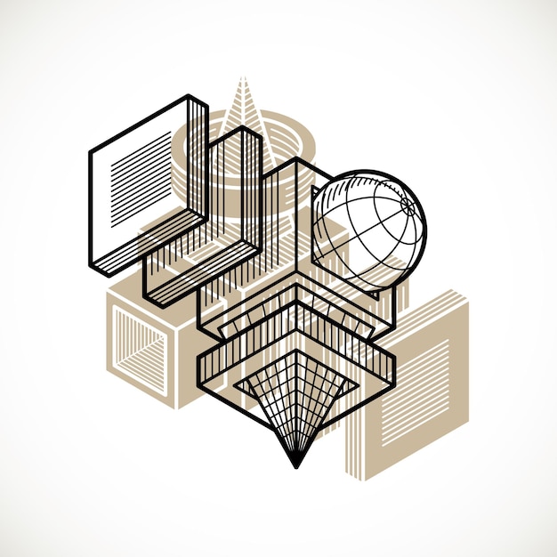 Forme tridimensionnelle abstraite, élément de cube de conception vectorielle.