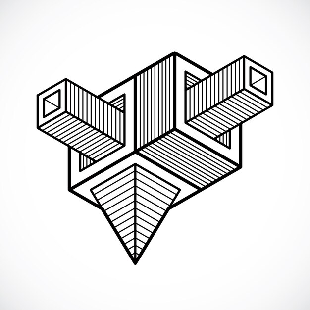 Forme tridimensionnelle abstraite, élément de cube de conception vectorielle.