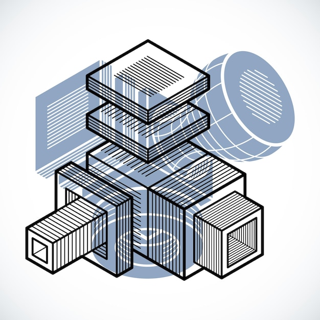 Forme tridimensionnelle abstraite, élément de cube de conception vectorielle.