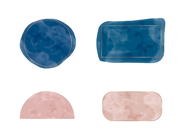 Formes D'aquarelle Bleu Marine Et Rose Pour Les Invitations De Bannières De Médias Sociaux