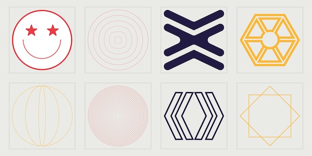 Formes de brutalisme Grand ensemble d'objets rétro pour la conception Icônes minimalistes plates