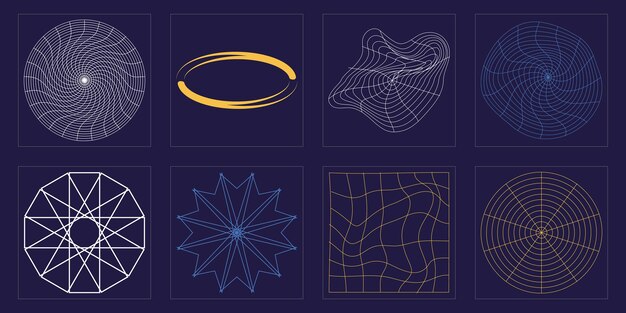 Formes de brutalisme Grand ensemble d'objets rétro pour la conception Modèles d'affiches de notes