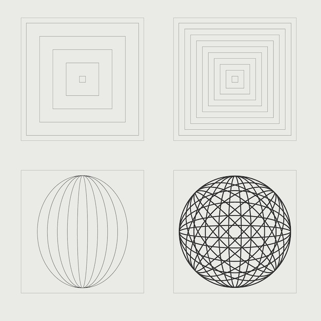 Formes de brutalisme Ornements graphiques futuristes rétro Éléments de décoration graphique