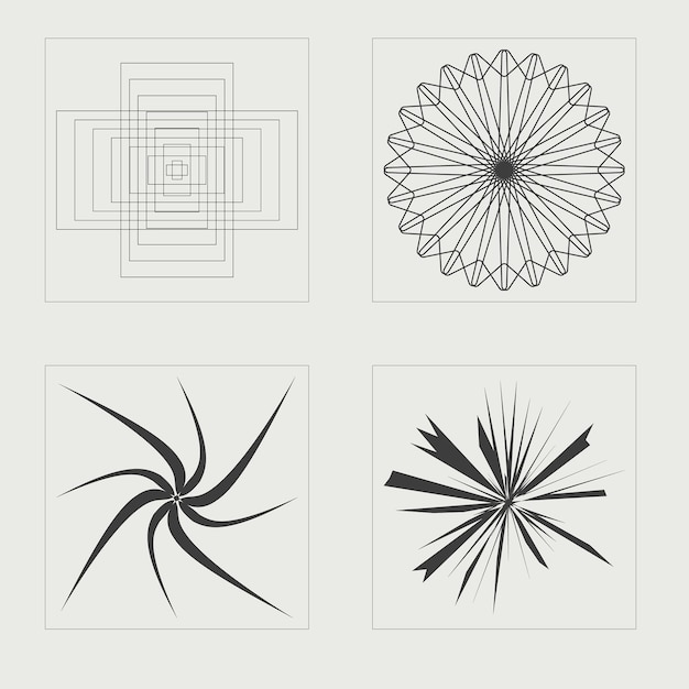 Formes de brutalisme Ornements graphiques futuristes rétro Modèles d'affiches de notes