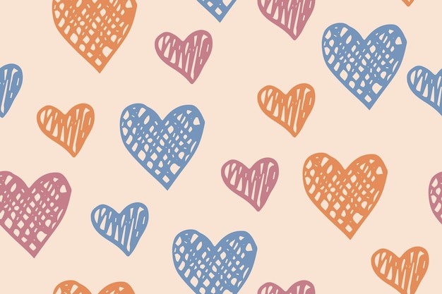 Formes De Coeur De Griffonnage Vecteur Motif De Griffonnage Scribble Hearts Ornam