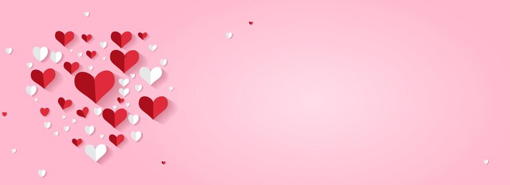 Vecteur formes de coeur en papier rouge et blanc sur fond rose pastel et espace de copie concept d'amour ou de saint-valentin