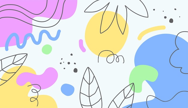 Formes De Doodle Dessinés à La Main Et Fond De Vecteur Floral