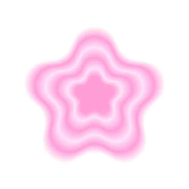 Formes de fleurs concentriques roses dans un style flou gradient autocollant à la mode y2k avec effet d'aura y2k