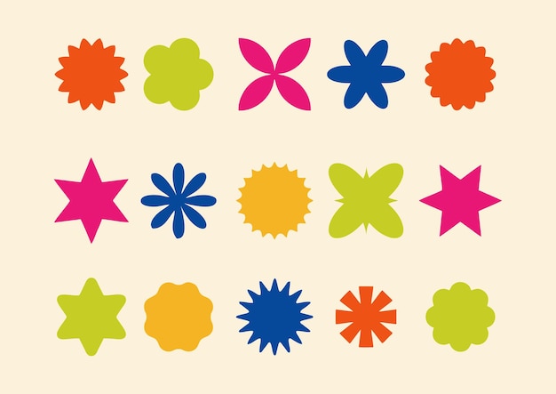 Des formes de fleurs rétro colorées