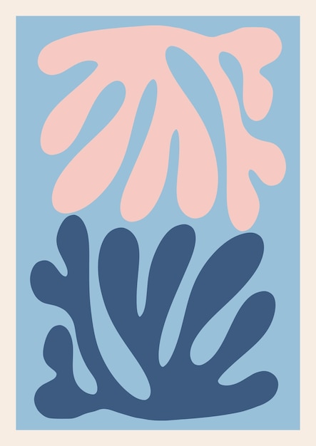 Formes Florales Modernes Du Milieu Du Siècle - Fond De Peinture Botanique. Affiche illustrée d'Henri