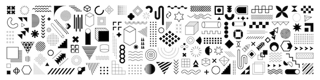 Des formes géométriques abstraites définissent les éléments rétro de Memphis design bauhaus