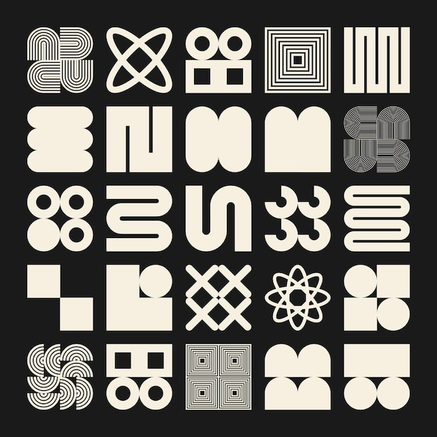Les formes géométriques brutales symbolisent des éléments et des formes simples et primitives Bauhaus design rétro à la mode