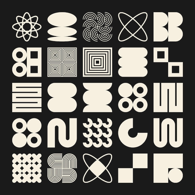 Les formes géométriques brutales symbolisent des éléments et des formes simples et primitives Bauhaus design rétro à la mode