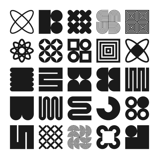 Les formes géométriques brutales symbolisent des éléments et des formes simples et primitives Bauhaus design rétro à la mode