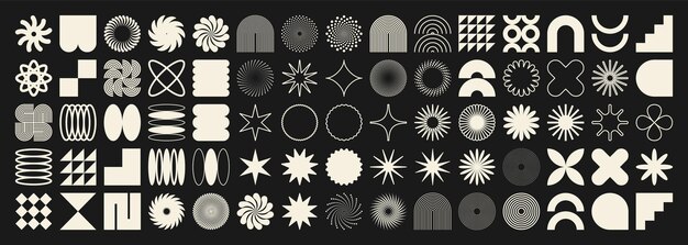 Les formes géométriques brutales symbolisent des éléments et des formes simples et primitives Bauhaus design rétro à la mode