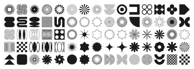 Des formes géométriques brutales symbolisent des éléments simples et primitifs et des formes de design rétro à la mode.