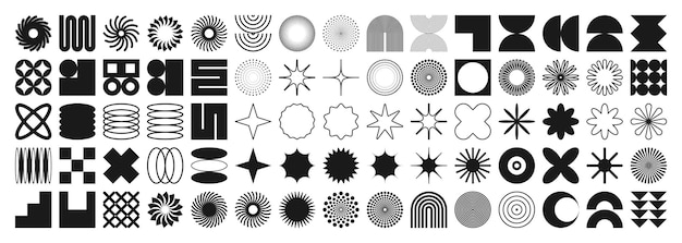 Des formes géométriques brutales symbolisent des éléments simples et primitifs et des formes de design rétro à la mode.