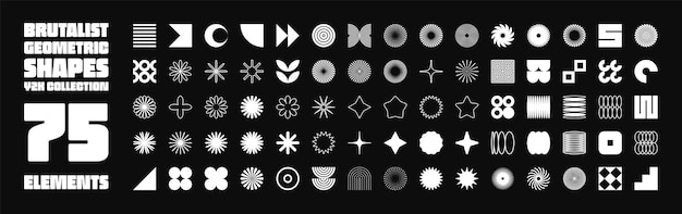 Des formes géométriques brutales symbolisent des éléments simples et primitifs et des formes de design rétro à la mode.