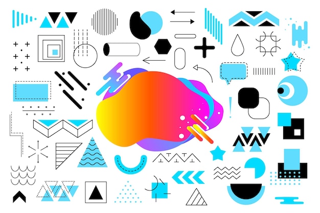 Formes géométriques de Memphis avec espace de copie et éléments