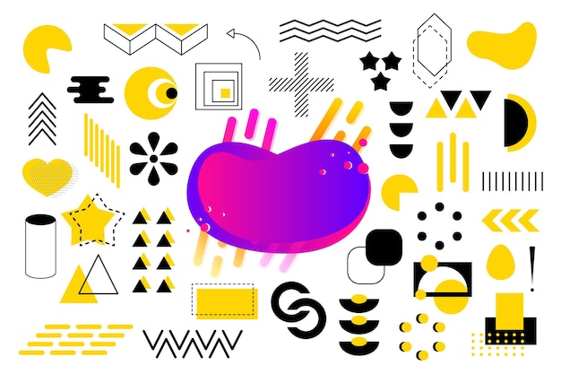 Formes géométriques de Memphis avec espace de copie et éléments