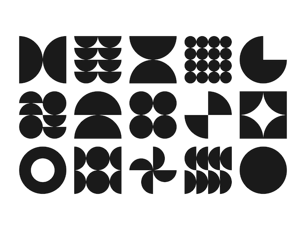 Des formes géométriques à partir de parties de cercle établies brutaliste abstrait figure moderne silhouette basique naturelle