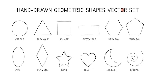 Vecteur des formes géométriques super simples dessinées à la main design vectoriel de style cercle triangle carré rectangle