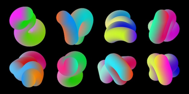 Des formes gradientes vives de différentes couleurs sur un fond sombre
