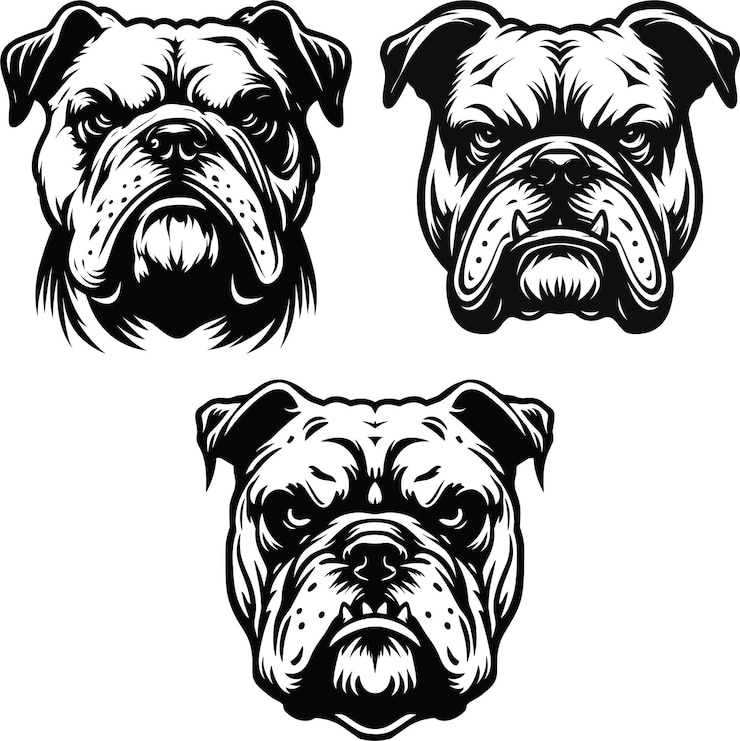 Vecteur les formes noires du bulldog