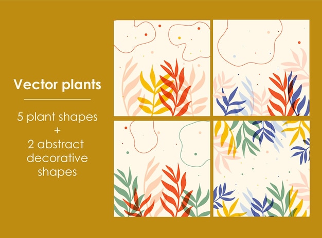 Vecteur formes de plantes décoratives vectorielles