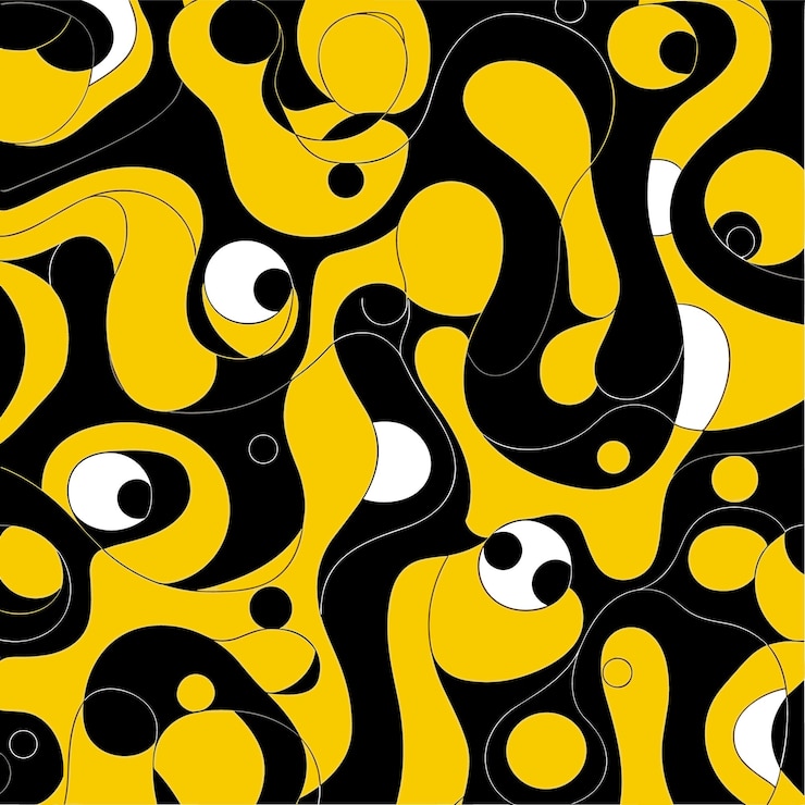 Vecteur formes plates audacieuses dans l'art vectoriel continu jaune noir