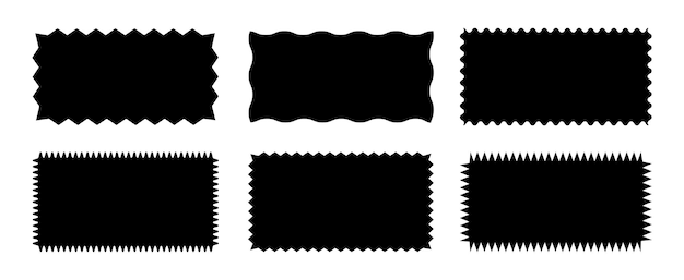 Des formes rectangulaires à bords en zigzag sont isolées sur un fond blanc Illustration vectorielle