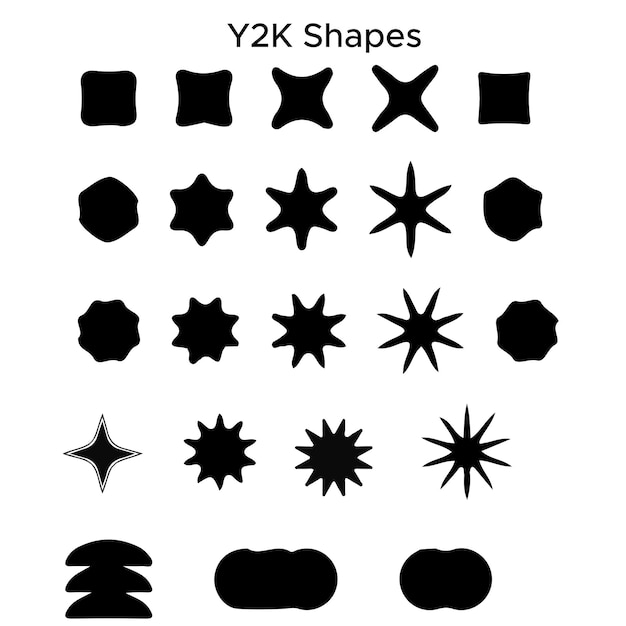 Vecteur des formes de vecteur y2k libres sur un fond blanc