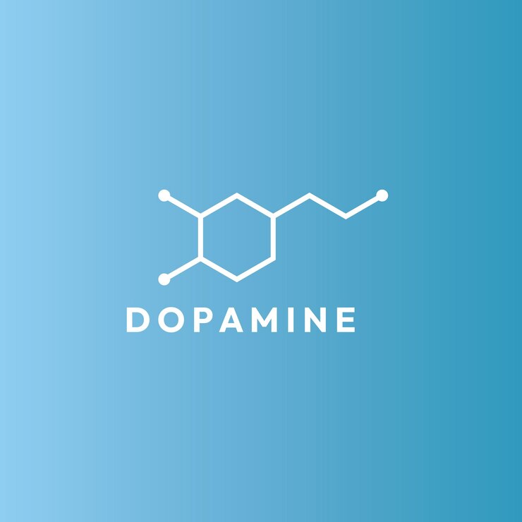 Formule chimique structurelle de la dopamine Le neurotransmetteur du plaisir illustration vectorielle du logo