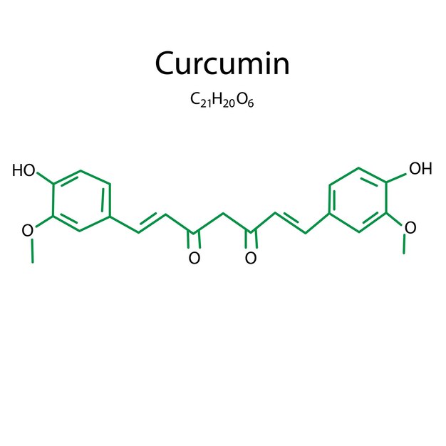 Vecteur formule de curcumine aliments biologiques illustration vectorielle