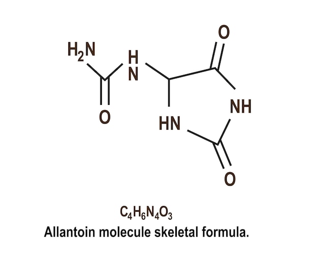 Vecteur formule de structure squelettique de la molécule d'allantoïne illustration vectorielle