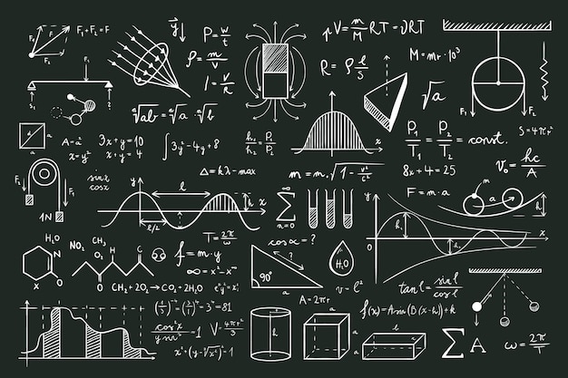 Vecteur formules mathématiques de style dessiné à la main