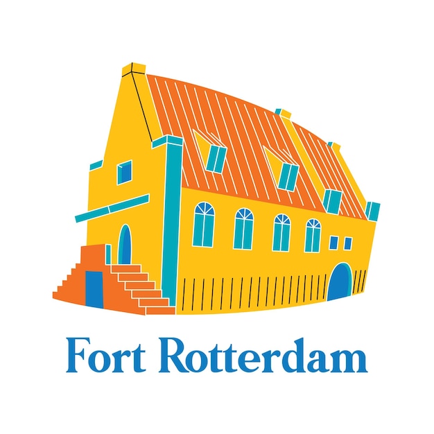 Fort Rotterdam dans un style design plat