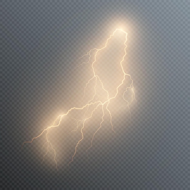 Vecteur foudre réaliste. effet lumineux de la décharge électrique. lightning pour la conception web et les illustrations.