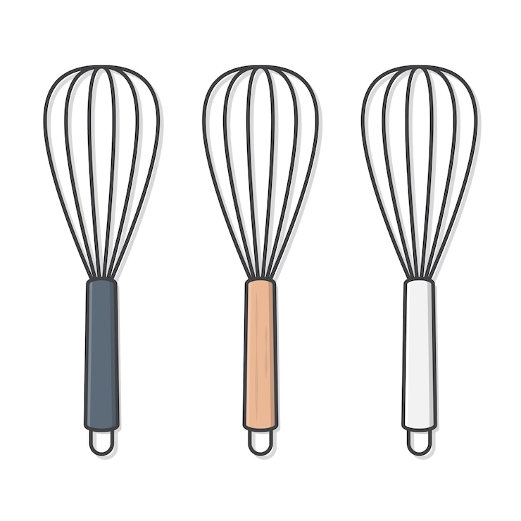 Vecteur fouetter à plat. illustration de batteur d'oeufs. ustensile de cuisine pour la cuisine